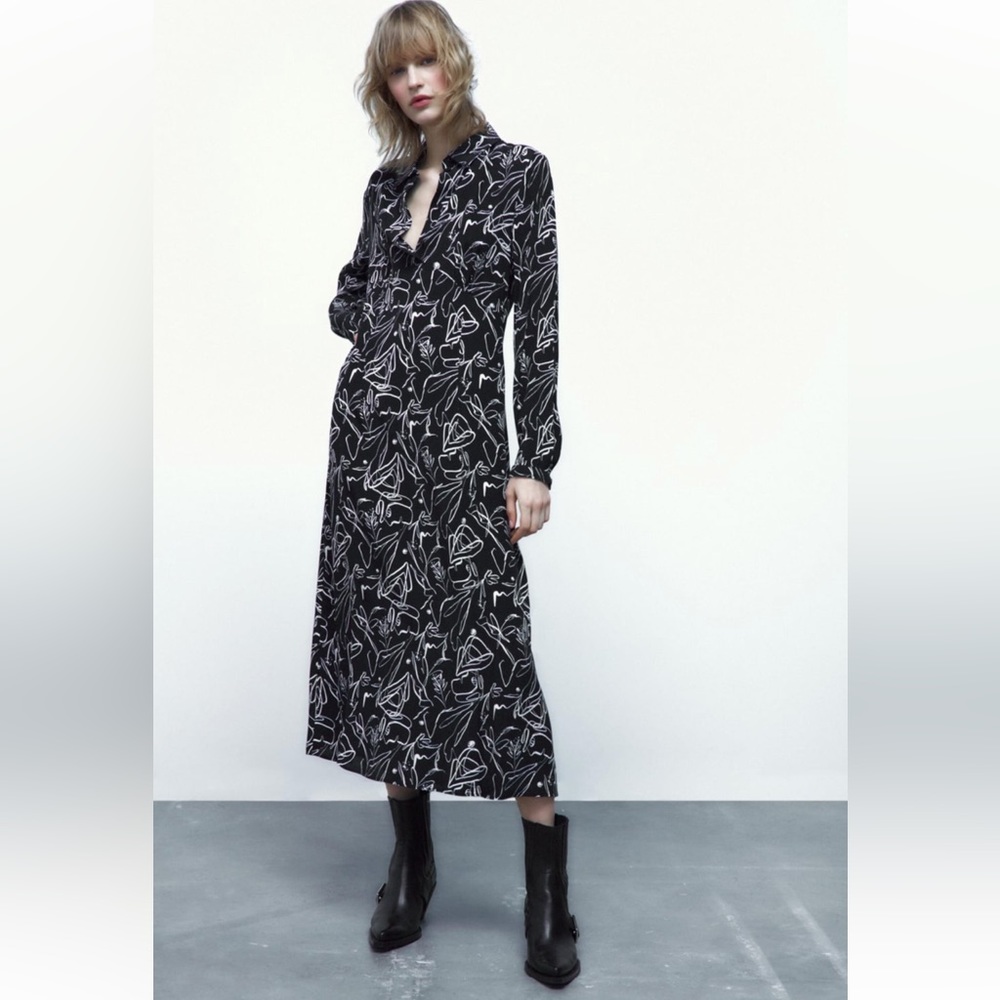 ZARA PRINTED SHIRT DRESS